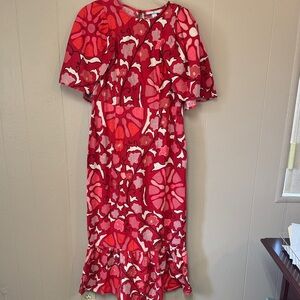 RHODE Red and Pink Patterned Dress